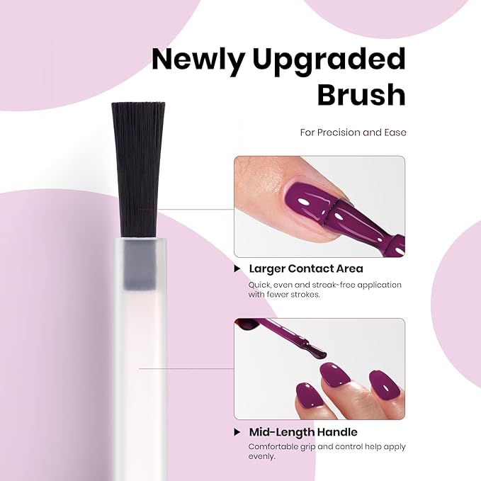 Beetles HEMA-Free Gel Polish Set – 6 PCS 15ml Burgundy Dark Red Brown Black Gray Colors Gel Nail Kit UV Nail Polish Color DIY Midnight Elegance Manicure Home Salon Valentines Gifts for Women