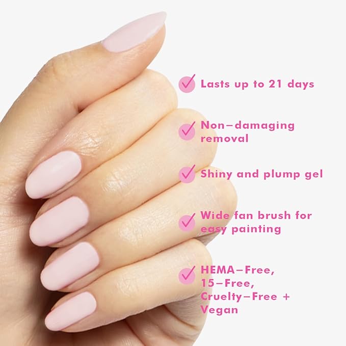 Olive & June Gel Polish | Valentine's Day | UV LED Nail Lamp Needed | Long Lasting Formula | Up to 21 Days of Wear | Damage-Free Removal | Salon-Quality Manicure, Pedicure | GH | Baby Pink