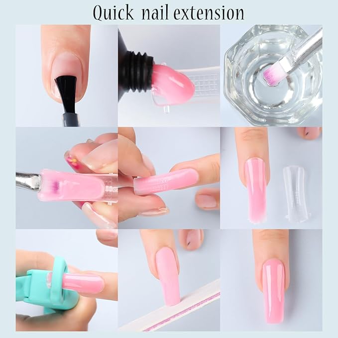 Poly Nail Gel Kit with Gold Nail Foil Flakes