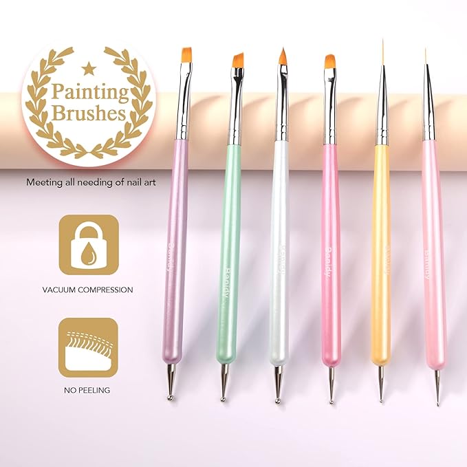 Nail Art Brushes for Gel Art Design Brush Tools Dual-Head Pen Painting Set Include Extension Brush Liner Brush Dotting Pen for DIY Manicure Polish
