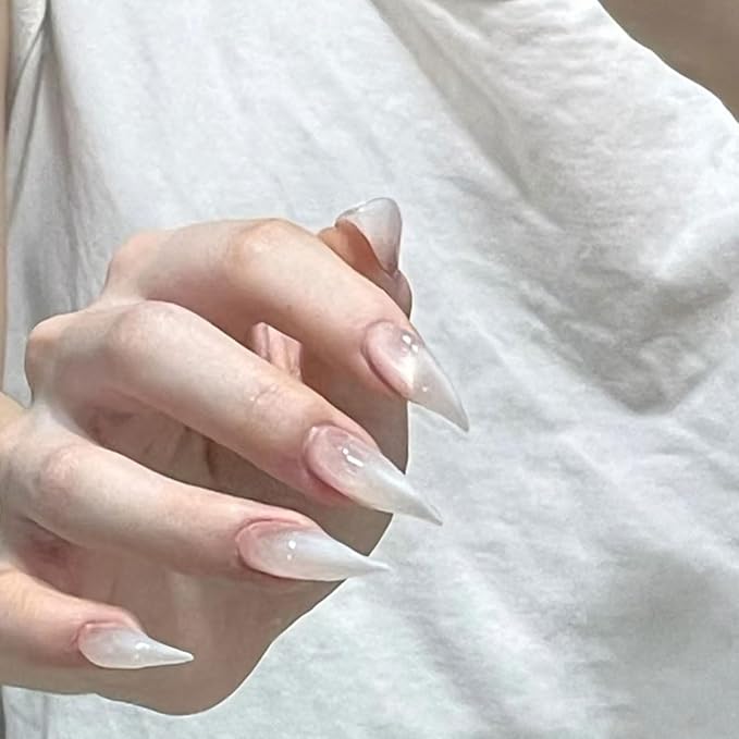 10 Pcs Handmade Press on Nails Short Curved Unique Stiletto Eagle Claw Acrylic Fake Nail with Dragon Claw Design Thickened Goth Nails Press Ons Full Cover Reusable Glue on Nail for Women（M）