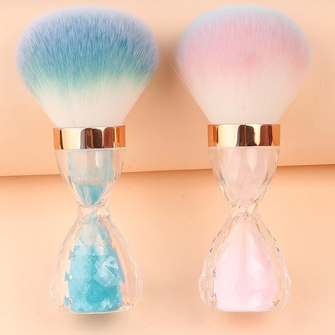Nail Dust Brush for Acrylic Nails,Soft Brush Nail Art Dust Powder Remover Brushes Nail Art Dust Powder Remover Brush with Sequins and Dandle for Nails Soft Nail Duster Brush(Blue)