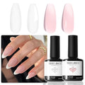 modelones French Manicure Tip Gel Polish Set, 2Pcs 15ML White Nude Pink Gel Nail Polish Jelly Milky Pink White Colors Soak Off U V LED Classic French Nail Kit for DIY at Home Salon for Women