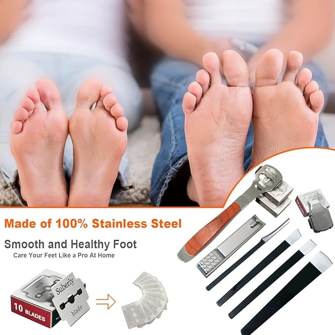 37 Pcs Callus Shaver for Feet Set (1 Foot Razor for Callus Removal & 4 Pedicure Knife & 1 File Heads & 1 Nail Clippers & 30 Replacement Slices Blades) Foot Callus Shaver
