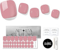 Semi Cured Gel Nail Strips – 32 Pcs Gel Pedicure Stickers - UV Nail Wraps for Toenails, Easy Application, Long Lasting, Salon Quality & UV Light Required - Pink Mauve P