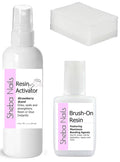 SHEBA NAILS Super Quick Fix Nail Kit - Brush On Resin Clear Glue, Activator & Buffer - Perfect Fix For Fast Repairs - Great For Natural Nails - DIY Purse Emergency Nail Kit -