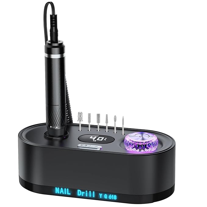 Electric Nail Drill File, Professional Drill Machine Kit 40000RPM Nail Drill Machine, Remove Poly Gel Acrylic Nails Remover Home Salon Pedicure Manicure Tool with 12 Sanding Bits E File Set