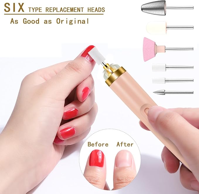 6 Count Upgrade Nail File Replacement Head Refills Compatible with Finish Touch Flawless Salon Nail kit
