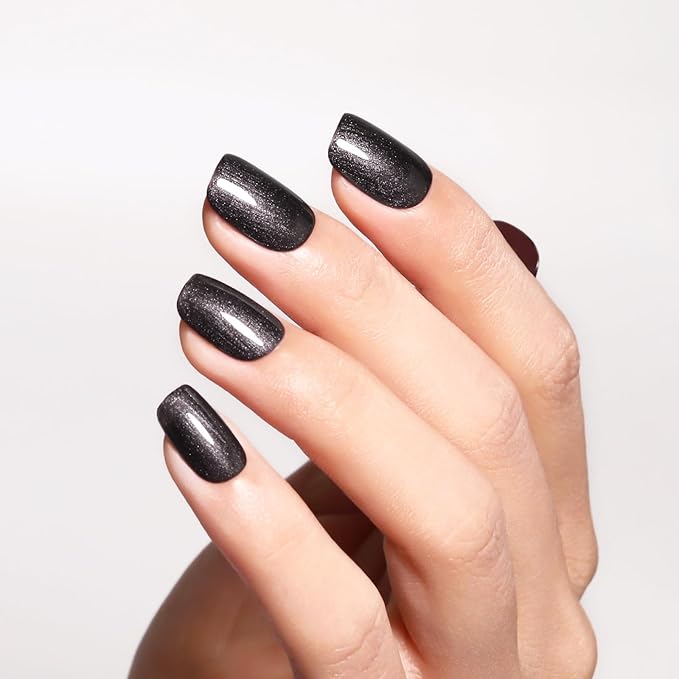 Pearl Gel Polish, 0.5 Fl Oz Black Glitter Pearl Gel Nail Polish Sparkle Shimmer Fall Winter for Art DIY Manicure Soak off LED UV