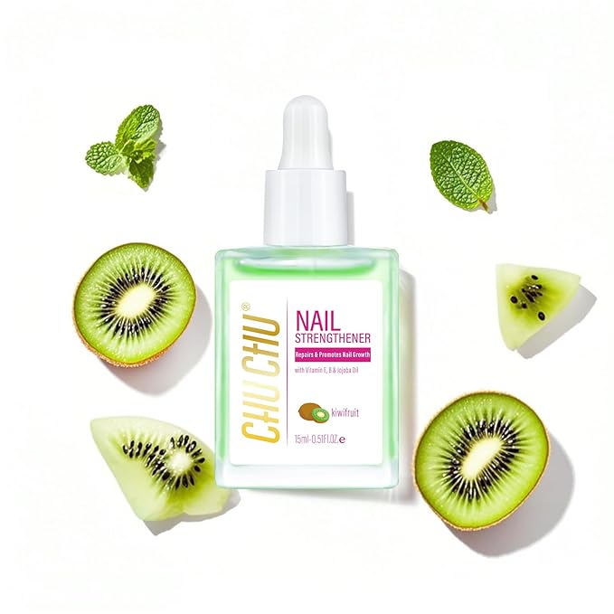 CHUCHU Nail Cuticle Oil Strengthener - Kiwi Scent Repair Growth Moisturizing Treatment - Natural Jojoba Vitamin B & E for Dry Cracked Nails