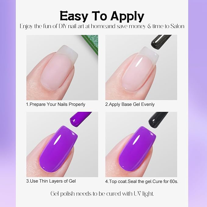 ADHERE Jelly Gel Nail Polish Set 12ML, 9 Transparent Colors Sheer Gel Polish with Blue Green Red Purple and Pink Nail Polish for Nail Salon DIY Home Christmas Holiday Gift Set