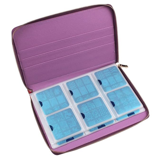 72 Slots Holographic Nail Plates Holder Case Stamping Templates Organizer Square & Round Printing Molds Collection Manicure Tool Accessorie (Rainbow)