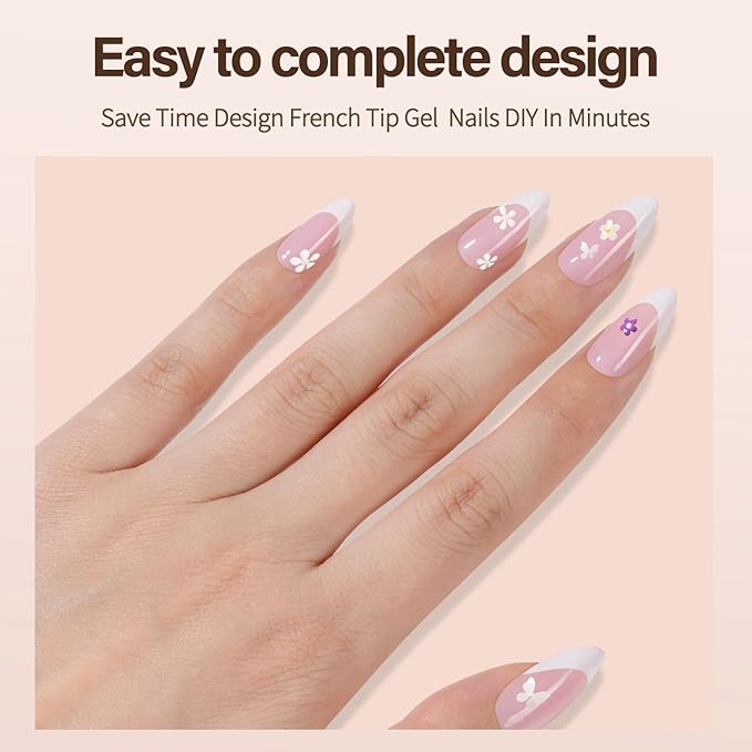 Vansiho French Gel Nail Tips, 150Pcs Medium Almond Gel Nail Tips, Pink Soft French Tips Press on Nails, Fake Nails for Nail Art DIY 15 Sizes