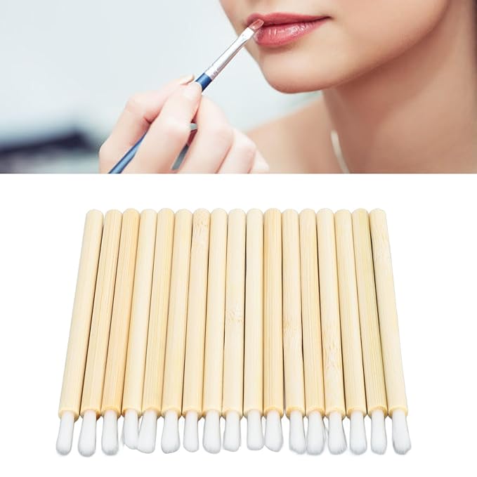 100pcs Disposable Bamboo Handle Lip Brush, Portable Lip Brush Applicator, Makeup Tool Lip Gloss Wand Eyelash Extension Lipstick Applicator for Kitchen Appliance