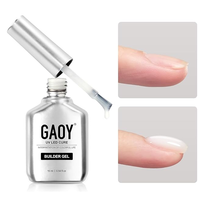 GAOY Builder Gel for Nails, 16ml Nail Strengthener in a Bottle, Nail Extension Hard Gel, Soak Off Long Lasting UV Light Cure, 1731 Milky White, Base Coat Top Coat Needed