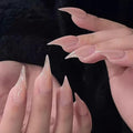 Luxury Press on Nails Medium Curved Stiletto Handmade Eagle Claw Unique Reusable ABS Material Fake Nails Dragon Cat Claw False Nails with Designs Nude Glossy Glue on Nail Thick Acrylic Nail(S)