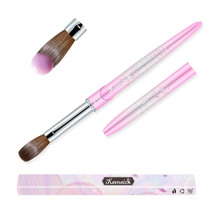 Acrylic Nail Brush Size 16, KEMEISI 100% Pure Kolinsky Nail Art Brushes Sturdy Handle Oval Shaped Acrylic Powder Nail Design Tools for Professional Manicure DIY Home Salon