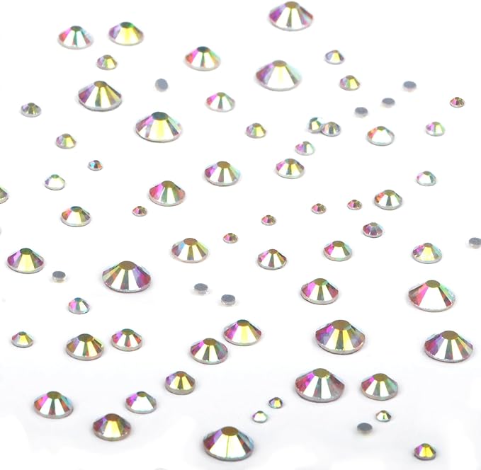 NCB Hotfix Iron on 8000pcs Crystal Rhinestones Round Gem for Crafts Decoration DIY Jewelry Making with a Tweezers and 2 Picking pens (Crystal AB, 6Sizes SS4-SS30)