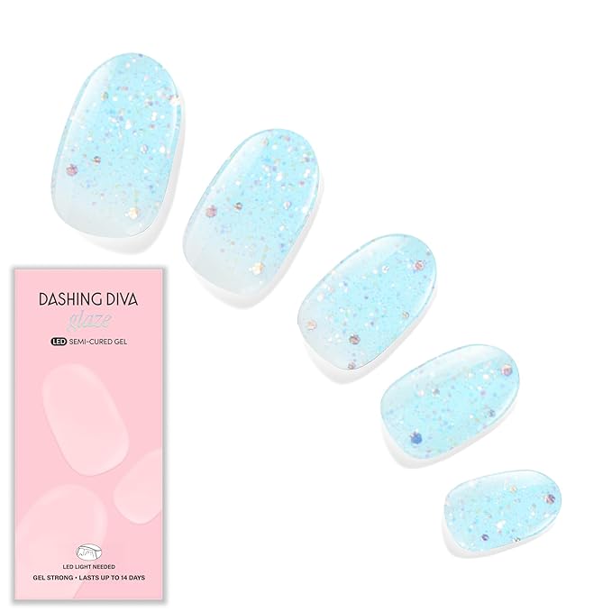 Dashing Diva Glaze Nail Strip Set - H20MG - Long Lasting, Chip Resistant, Semi-Cured Gel Nails - 4-Piece Manicure Kit with 32 Strips