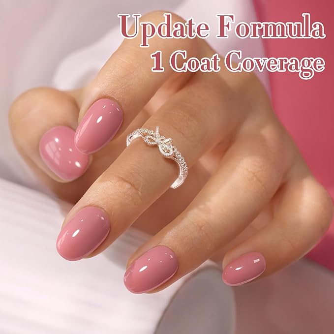 Double Rhythm 0.5 Oz Gel Nail Polish Neutral Natural Same Color Same Bottle Translucent Light Milky Pastel 15ML Manicure French Design Art DIY at Home (Peach Purple-A1517)