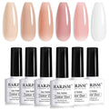 RARJSM Nude Gel Nail Polish Set of 6 Transparent Colors 7.5ml Clear Purple Sheer Wine Red Milky Mavue French Manicure LED UV Gel Soak Off Curing Requires Home