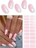 Semi Cured Gel Nail Strips, Glazed Donut, Pink 20pcs Adhesive UV Sticker, Wraps for Home Manicure DIY