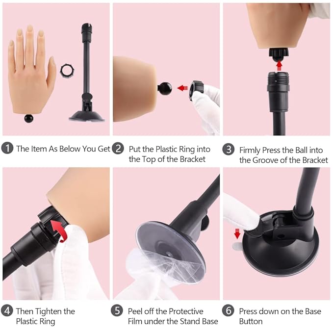 Practice Hand for Acrylic Nails with Stand Bracket, Silicone Fake Hands to Practice Fake Nails Mannequin Hand for Nails Practice and Nail Art Single Left Hand Color 1#
