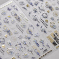 Antique Flower Nail Art Stickers 5D Nail Decals Self Adhsive Chinese Porcelain Style Orchid Flowers Sticker for Women Girls DIY Nails Manicure Salon (Flower)