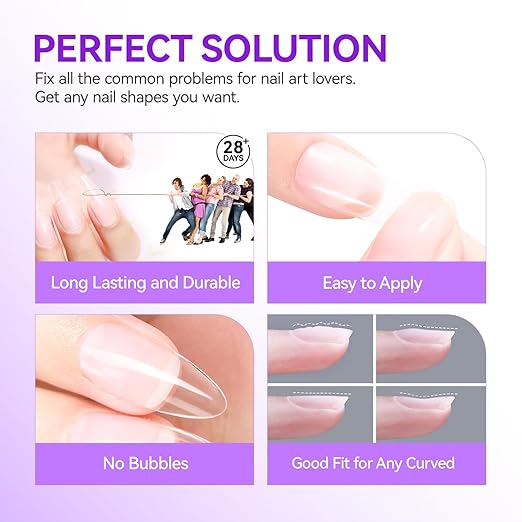 gelike ec 6 in 1 Nail Glue Gel: 2 Pcs Gel Nail Polish for Press on Nails - Nail Glue Strong Easy and Long Last for False Acrylic Tip - Base Coat for Salon Home Polish (Pack of 2)