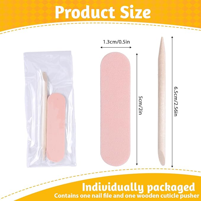 20PCS Mini Nail Files Disposable Cuticle Pusher for Press on Nails Double Sided Nail Files Manicure Pedicure Tools
