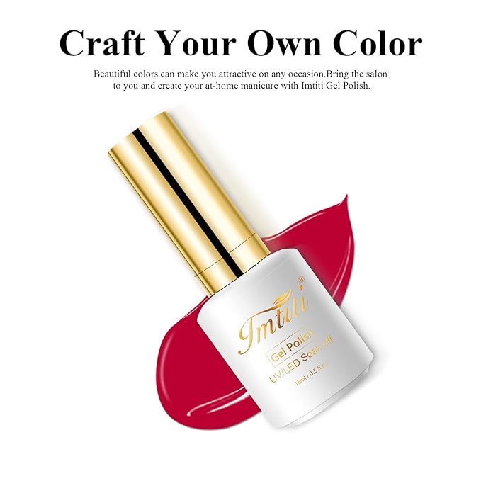 Imtiti Rose Red Gel Nail Polish, 1 pcs 0.5 Fl Oz, Soak Off, Non-Toxic, Toxin-Free, Glossy, Women's Nail Art Starter Kit