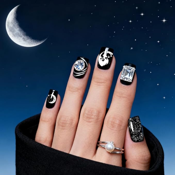 PH PandaHall 3pcs Moon Phases Nail Stamping Plate Night Sky Nail Art Templates Star Lunar Manicure Stamper Plate Planet Meteors Nails Art Stencils for Women Print Manicures Salon Design Supplies
