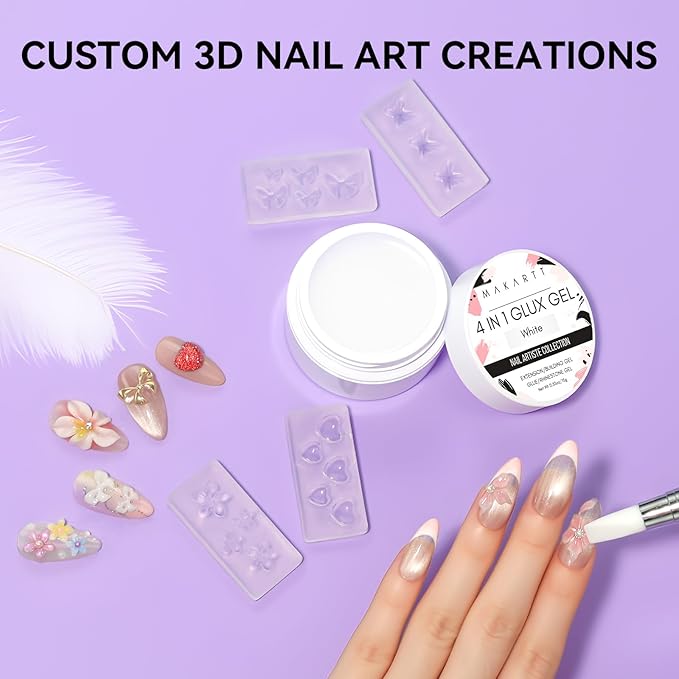 Makartt 3D Gel Nail Art: White Sculpting Gel Non-Sticky Molding Solid Hard Gels Builder DIY Kit for Nail Extension, Soak Off Gels Glue for Acrylic Nails Carving Manicure for Home Salon