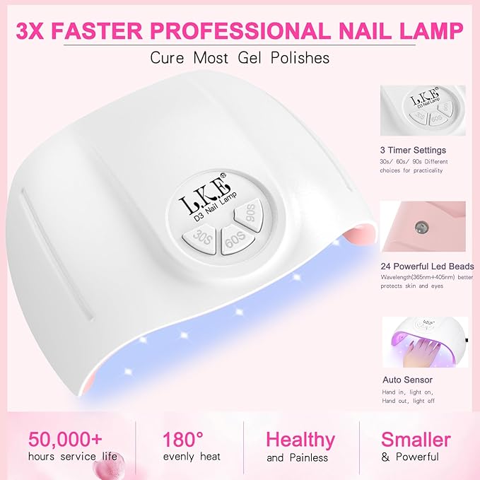LKEE Gel Nail Polish Kit with U V Light 108W, 65 Pcs Gel Nail Polish Set All Season Gels Nail Kit Essential Manicure Tools for DIY Nails Art Gifts for Women (D3-36SET-SKU3-012001)