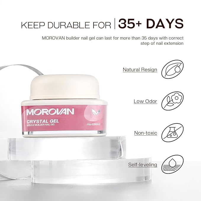 Morovan Builder Gel For Nails: Long-Lasting Hard Gel For Nails Extension Builder Clear Hard Nail Strengthen Nail Sculpture Building