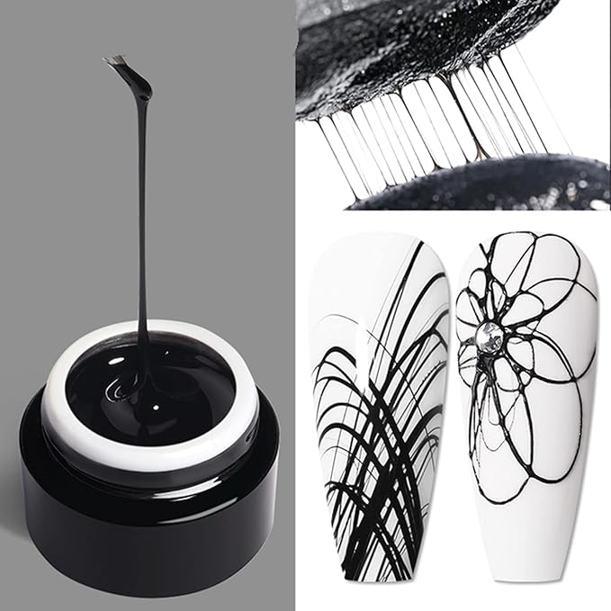 Black Spider Gel for Nails, Black Gel Paint for Nails Art UV LED DIY Design Manicure Spider Paint Nail Gel for Nail Art