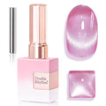 Double Rhythm 15ML Jelly Glass Cat Eye Gel Polish with Magnet Holographic Glitter Shimmer Translucent Sheer Color Salon Soak Off Magnetic Nail at Home (Mermaid Pink Violet-MC1194)