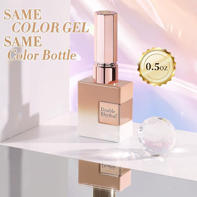 Double Rhythm 0.5 Oz Cat Eye Gel Polish with Magnet Same Color Same Bottle Holographic Glitter Shimmer Translucent Color Salon 15 ML Magnetic Nail Art (Pale Nude-MC1148)