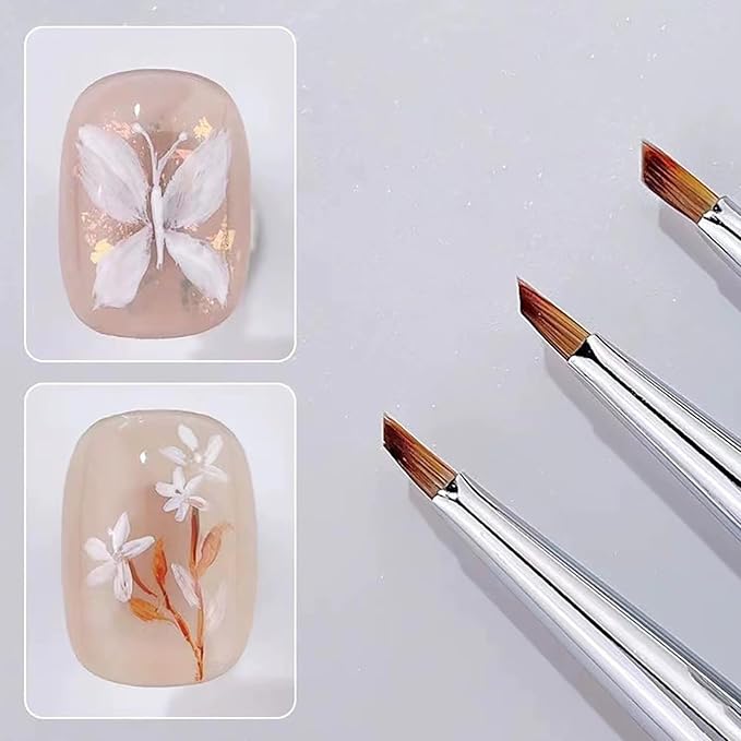 SILPECWEE Nail Brush for Drawing Petals and Butterflies, Acrylic Nail Art Paint Brushes Manicure Brush Nails Design Tool for Women Watercolor Paint & Oil Painting - Pink Marble