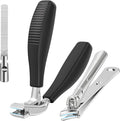 Large Toenail Clippers for Thick Nails for Seniors, Non-Slip Long Handled Angled Head Toe Nail Clippers with Catcher, Wide Jaw Opening Sharp Curved Cutter, Slanted Fingernail Clippers for Men Women