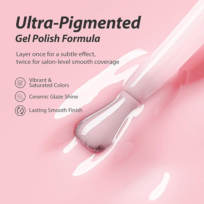 Makartt Jelly Pink Gel Nail Polish 15ml One N'Done Sheer Pink Gel Polish Soak Off High-Gloss Ceramic Shine, Salon-Grade UV Nail Art Manicure DIY Salon Home - Petal Tint