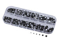 Over 2100 Pieces Jet Black Flat Back Glass Rhinestones Crystals for Nail Art Kit 6 Sizes (1.4mm - 4.8mm)