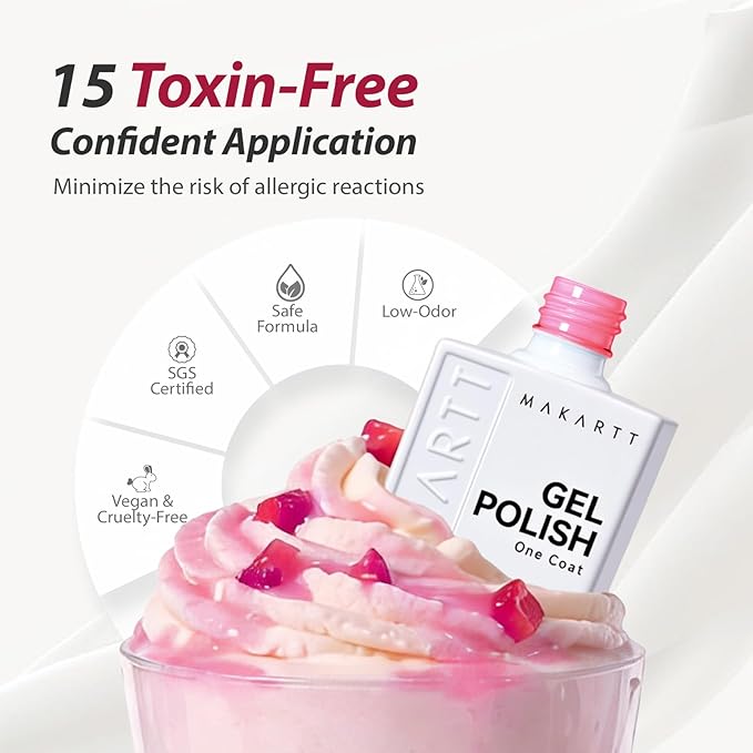 Makartt Pink Gel Nail Polish Set 15ml One N'Done 6 Colors Pink Gel Polish Kit High-Gloss Love-Heart Glitter White Rose Red, Salon-Grade UV Nail Art Manicure DIY Salon Home - Little Love Notes