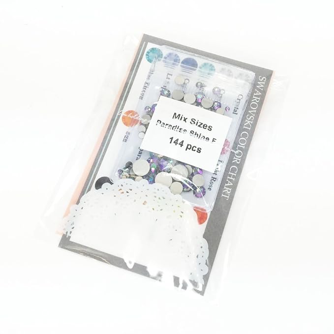 SWAROVSKI CRYSTAL PARADISE SHINE (001 PARSH) 144 pcs 2058/2088 Crystal Flatbacks rhinestones nail art mixed with Sizes ss5, ss7, ss9, ss12, ss16, ss20, ss30
