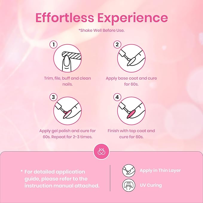 Beetles Gel Nail Polish Set – 6 Pink Shades with Shimmer & Glitter Soak Off UV LED Gel Polish Kit Long Lasting Pink Reverie Collection DIY Home Salon Manicure Gift for Women & Girls