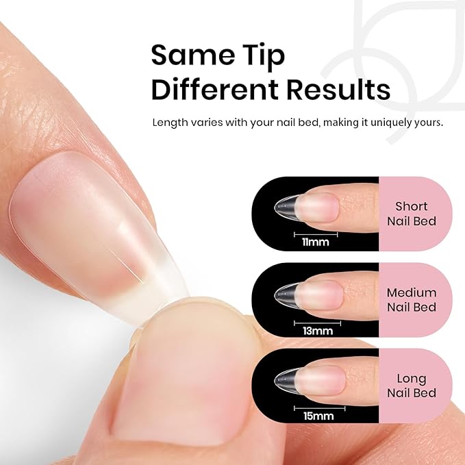 Beetles Medium Almond Gel Nail Tips: 288PCS Medium Almond Matte Clear False Acrylic Press on Nails Tips 12 Sizes Pre-shape Full Cover Nail Tips Nail Extension Easy DIY Salon Gifts for Women