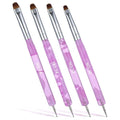 4 Pcs Nail Clean Up Brush French Gel Acrylic Nail Art Brushes Two Way French Tip Brush with Dotting Professional Manicure Tool for Cuticle Clean up Detailed Designs Dotting Pen (10#, 12#, 14#, 16#)
