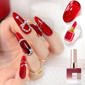 Double Rhythm 0.50 OZ Translucent Gel Polish Same Color Same Bottle Sheer Pastel Neutral Natural Milky 15 ML Jelly UV Nail Art DIY at Home (Burgundy Red-A1485)