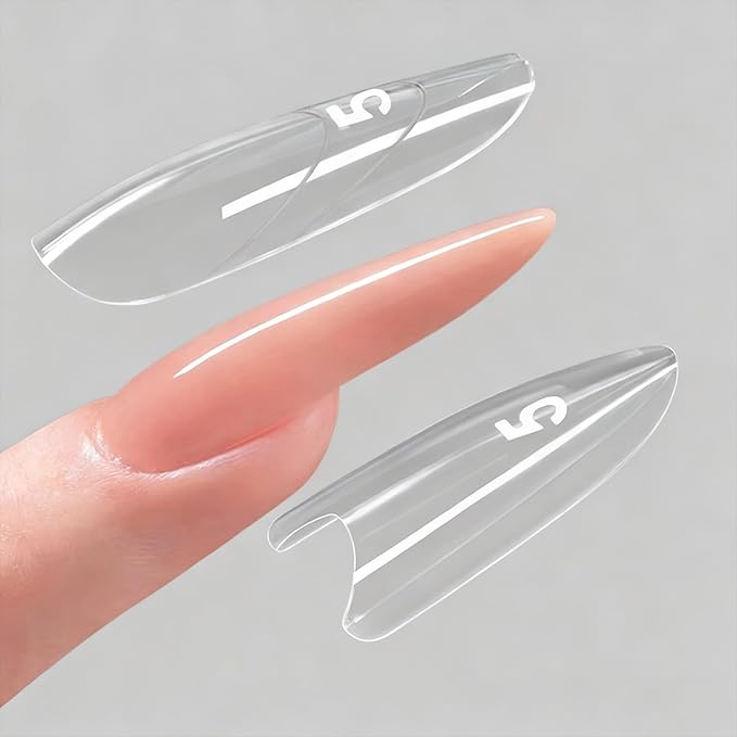240 pcs Sandwich Dual Nail Forms Reusable Quick Nails Extension Mold for Builder Structure Poly Gel,15 Sizes Long Oval Bulider Forms with Almond Shape Guide Lines Nail Art Tools Salon Home