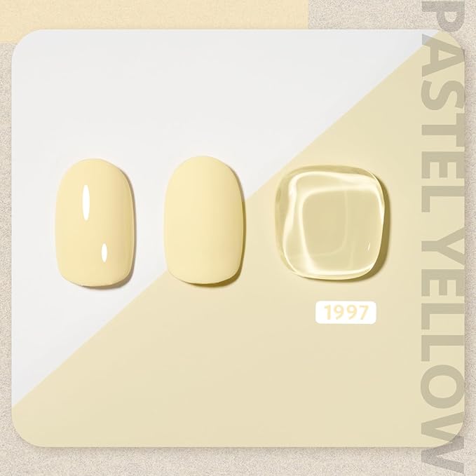 GAOY Pastel Yellow Gel Nail Polish, 16ml Soak Off Gel Polish, UV Light Cure for Nail Art DIY Manicure at Home, 1997 Pastel Yellow